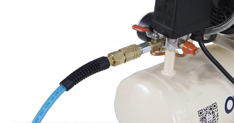 SANFU Polyurethane(PU) Reinforced 1/4â€ID(6.3 x 9.8mm) x 100ft, Air Hose With 1/4â€ Swivel MNPT Solid Brass Quick Coupler and Plug, Transparent Blue(100â€™) - Image 5